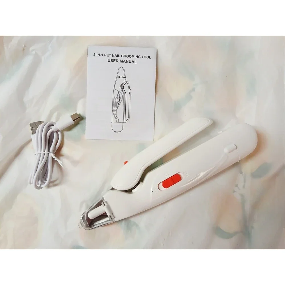PICKY ZOOM 2-in-1 Pet Nail Grooming Tool Clipper & Grinder USB LED Cat Dog